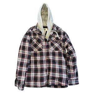 OLD MILL Stanley Flannel Lined Hoodie Jacket Plaid Men Large Workwear Chore Barn